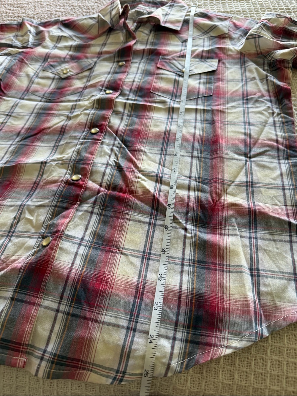 Women’s wrangler Plaid Button-Up Shirt - Red/White and Black/White. - Picture 4 of 12